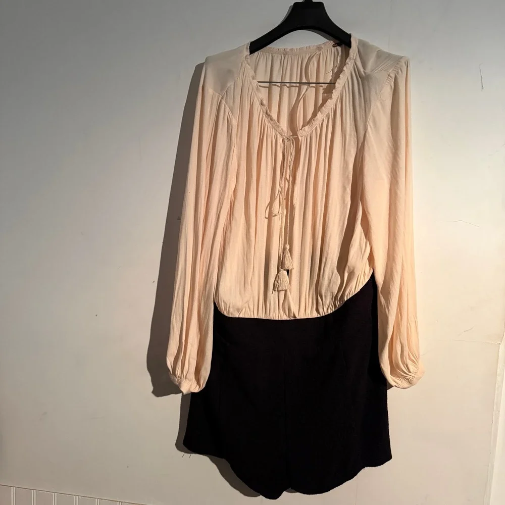 Free‎ People Size 12 Aida Romper Balloon Puff Sleeve Boho Indie