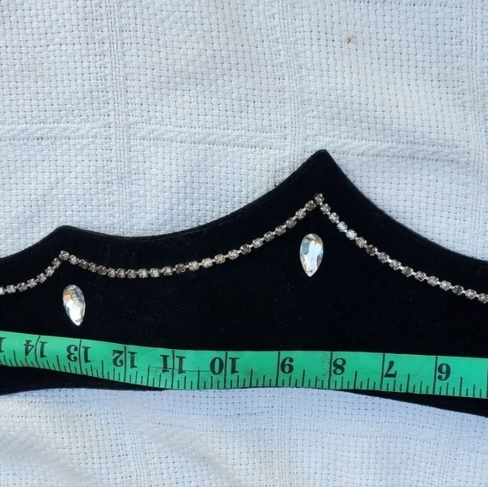 Vintage BlackVelvet Wide 80s bling belt‎ L
