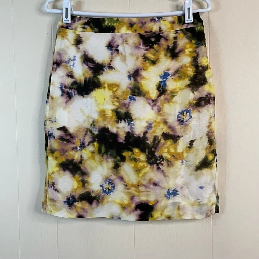 J. Crew Linen Silk Fleurette Pencil Skirt