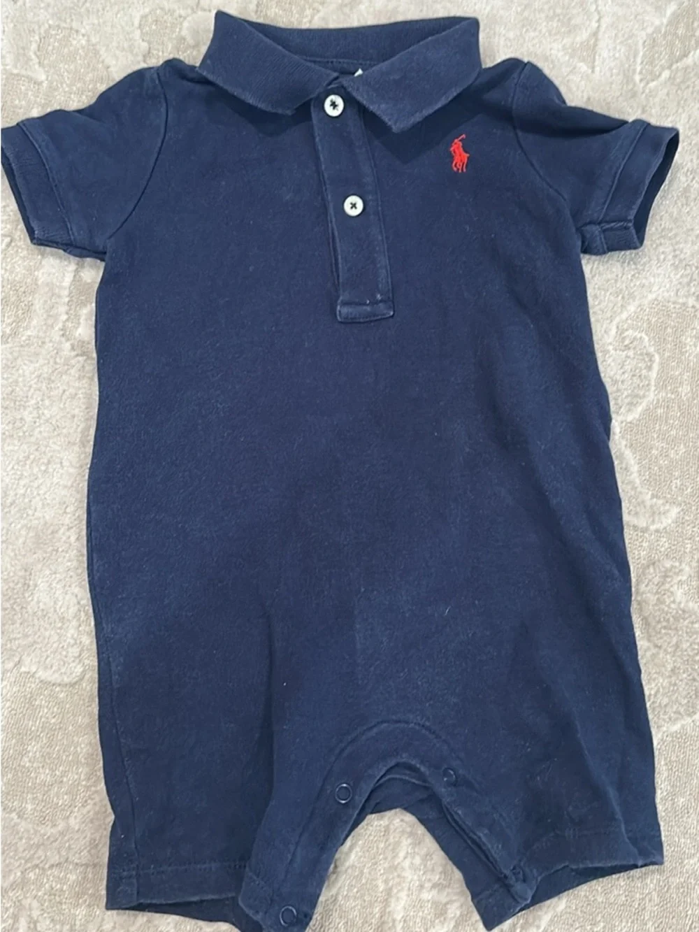 Ralph Lauren Navy Shortall Polo with Red Accent 9 Months