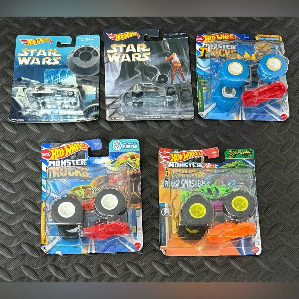 Mixed Lot Of  5 Toy Monster Truck & Star Wars‎ Cars Hot Wheels Mattel