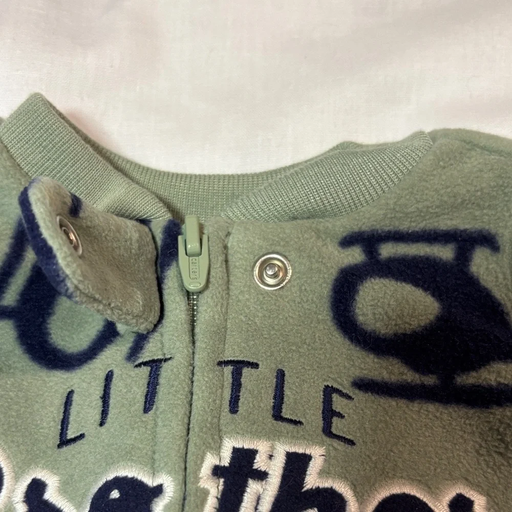 Carter's Little Brother Helicopter Footed Sleeper Green and Navy NB NWT Cozy