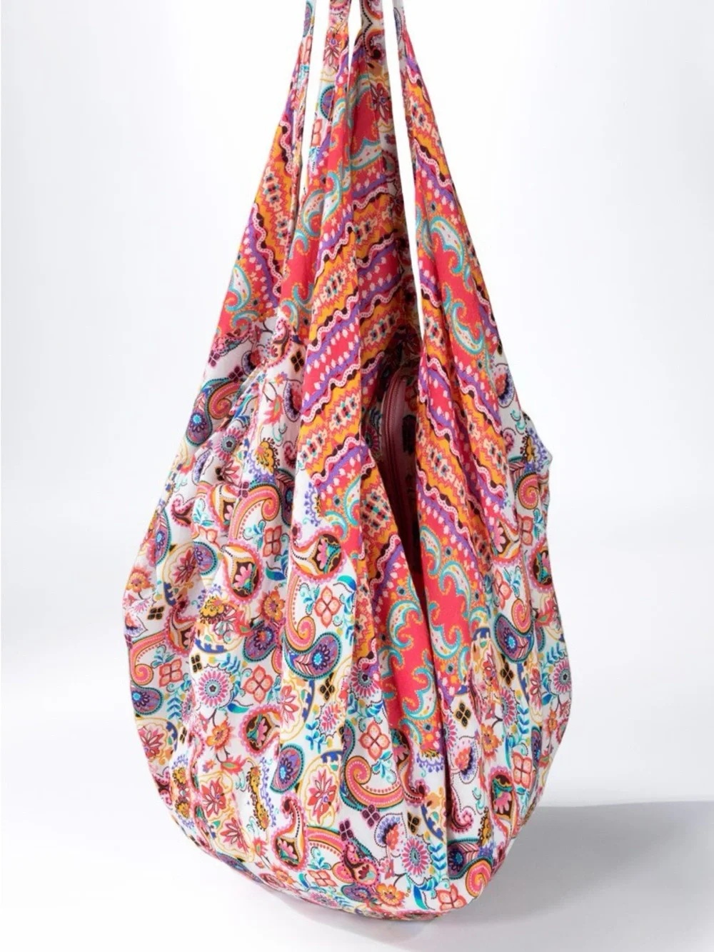 Multi-Colored Paisley Hobo Sling Bag - Pink Multi