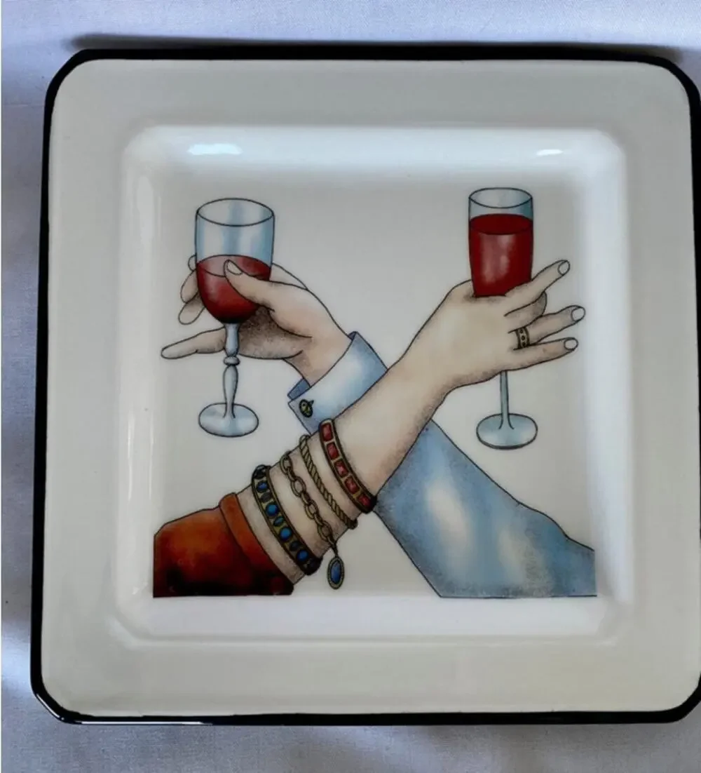 Brunelli Pair of Squared Salad Dessert Plates Made in Italy Wedding Anniversary