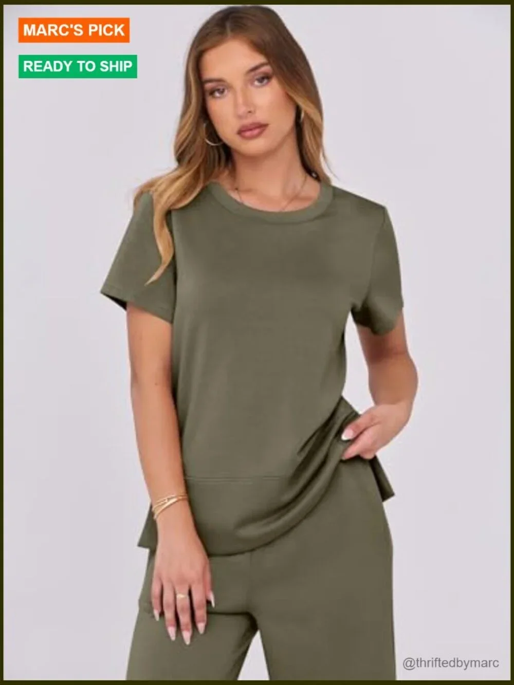 Loose Fit Two Piece Lounge Set Short Sleeve Wide Leg Tracksuit