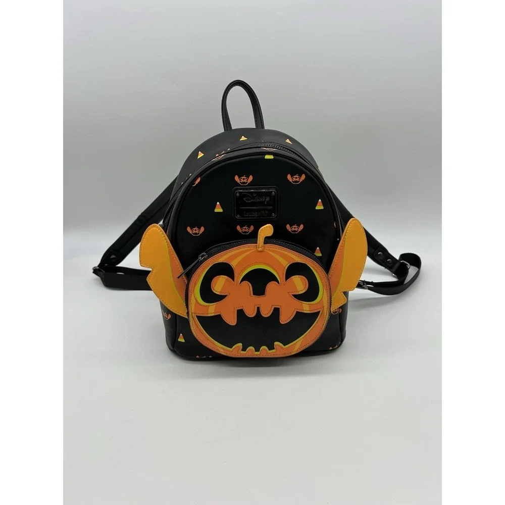 Disney Loungefly Boxlunch Exclusive Stitch Jack-o'-Lantern Pumpkin Mini Backpack