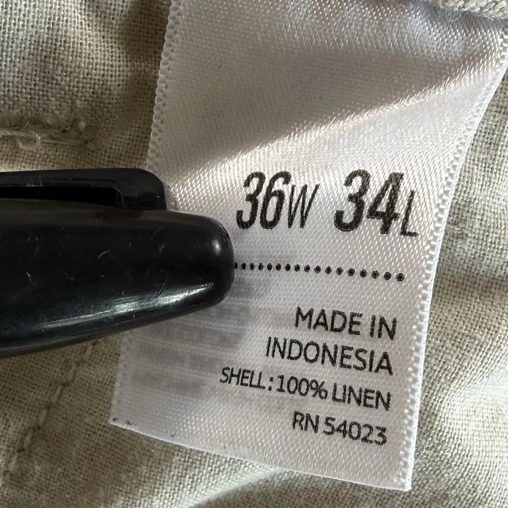 Old Navy Pants Men 36x30 Linen Beige Beach Resort Travel Summer Loose Baggy