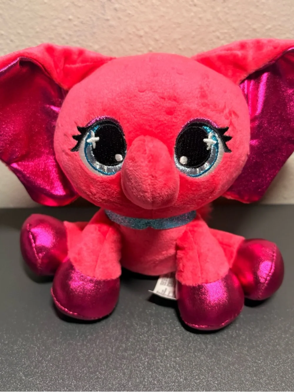 GANZ Bright‎ Pink Elephant Plush with Shiny Magenta Accents