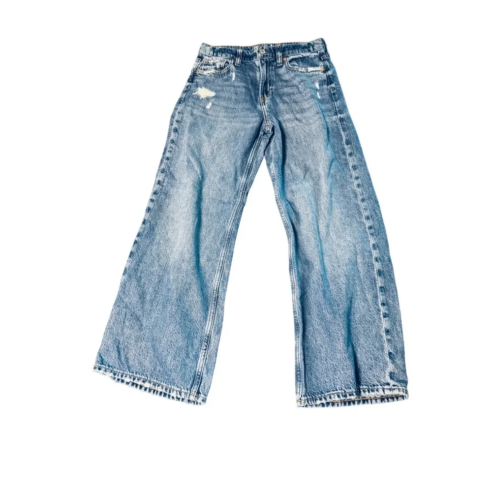 Gap Kids Size 14 Low Stride Jeans Zip Fly Wide Leg Pockets Cotton No Stretch 25