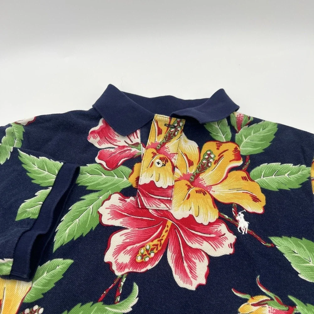 Polo Ralph Lauren Vintage Hibiscus Polo Shirt Mens S Floral Hawaiin Classic Fit