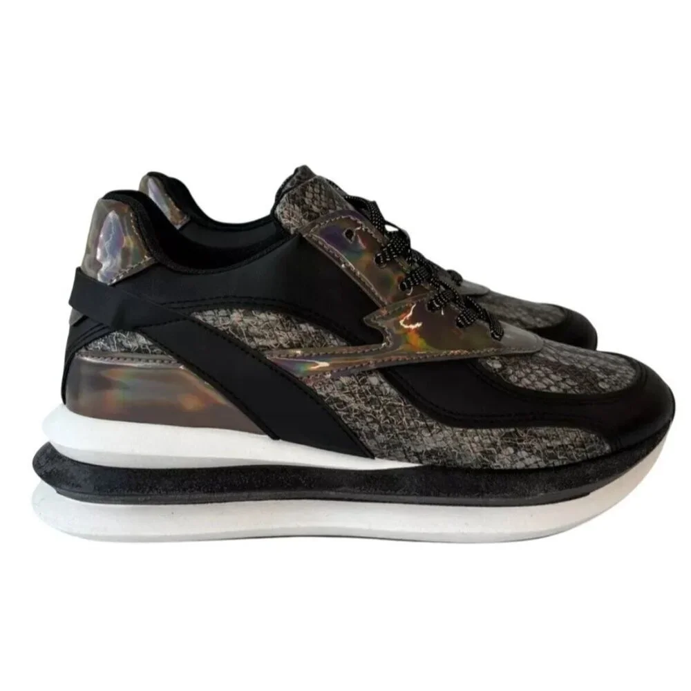 UNILADY / Franky-2 / Reflective / Snakeskin/ Sneakers Size US 10