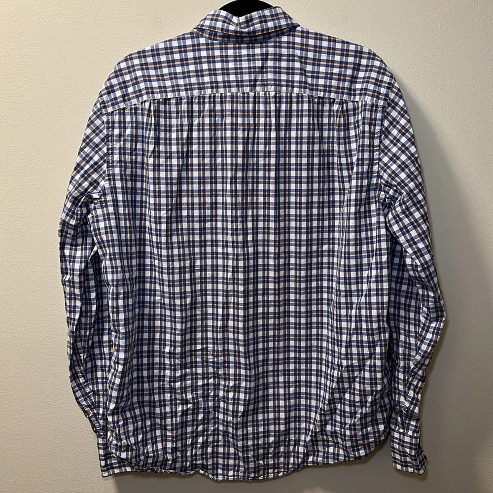 Tailored by J. Crew Men’s Blue/Yellow Plaid Long Sleeve Button Shirt Size L