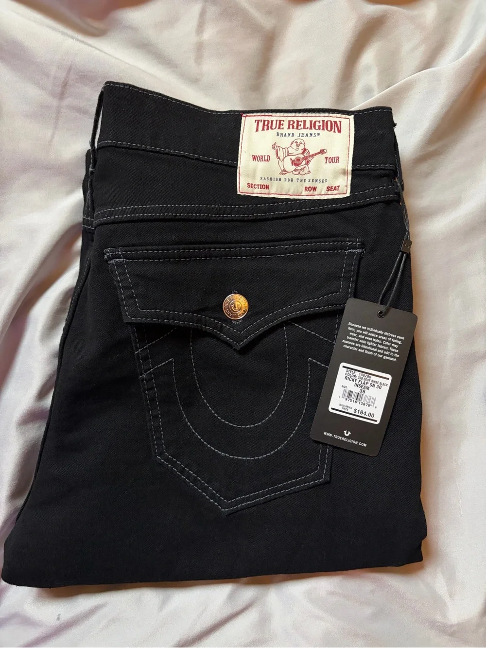 True Religion Black Skinny Jeans with Flap Back Pocket