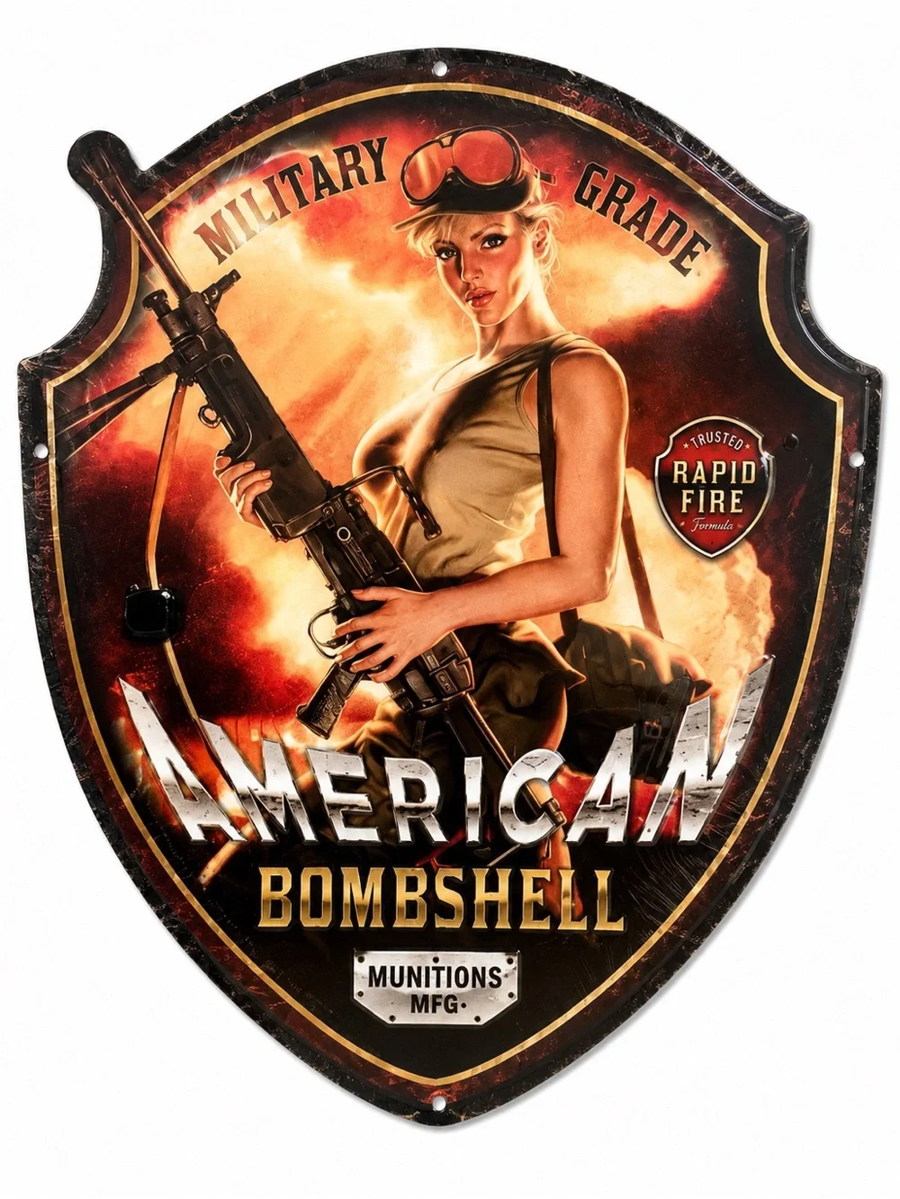 NEW Heavy Duty Steel Military Grade American Bombshell Munitions MFG Metal Sign