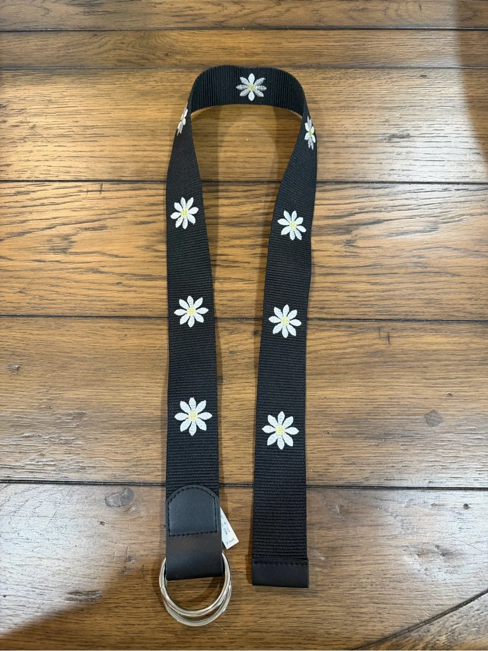 Target Black Daisy Embroidered Webbing Belt