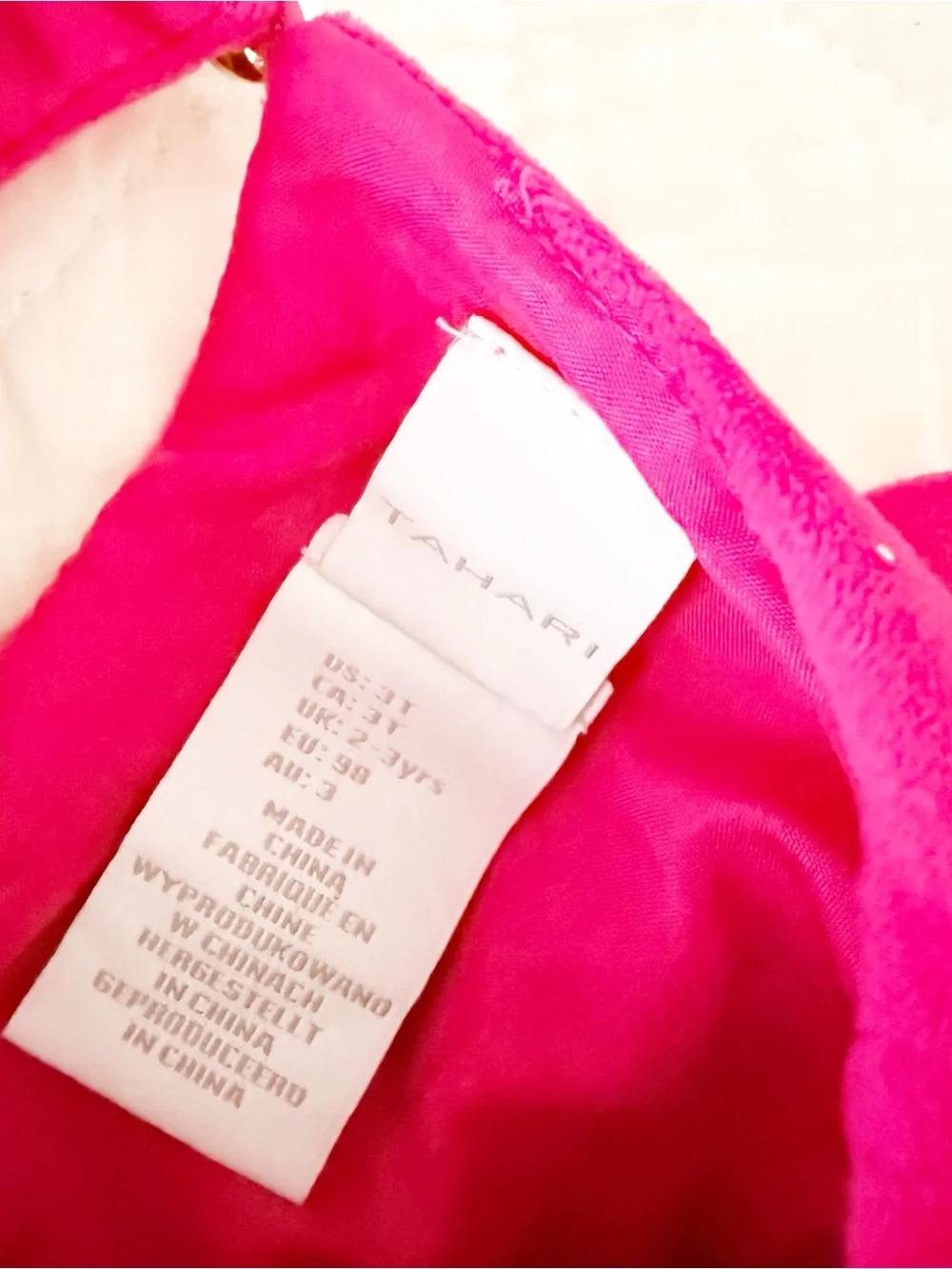 Tahari Kids 3T Bright Hot Pink Girls Dress
