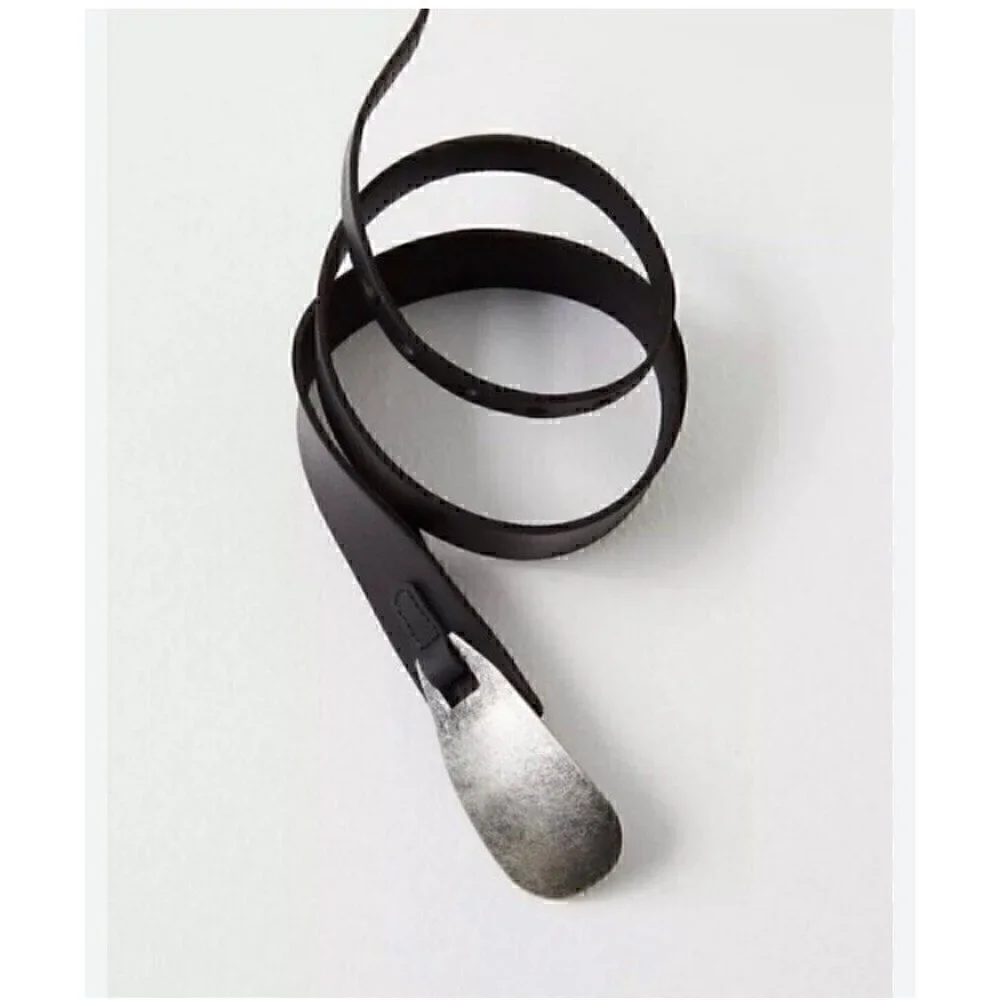FREE PEOPLE Black Leather Belt With Silver OYESTER HIP Buckle, REVOLVE, WESTERN