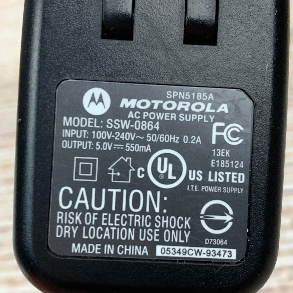 Motorola SPN5185A‎ SSW-0864 AC Power Supply Charger Wall Adapter Micro USB