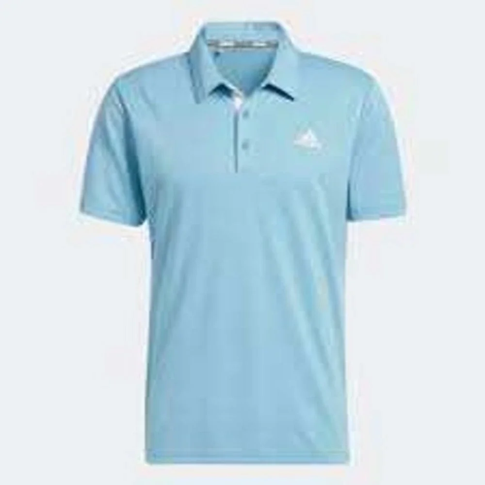 Adidas Advantage Novelty Polo Shirt Men 2XL Light Blue Heather Golf Short Sleeve