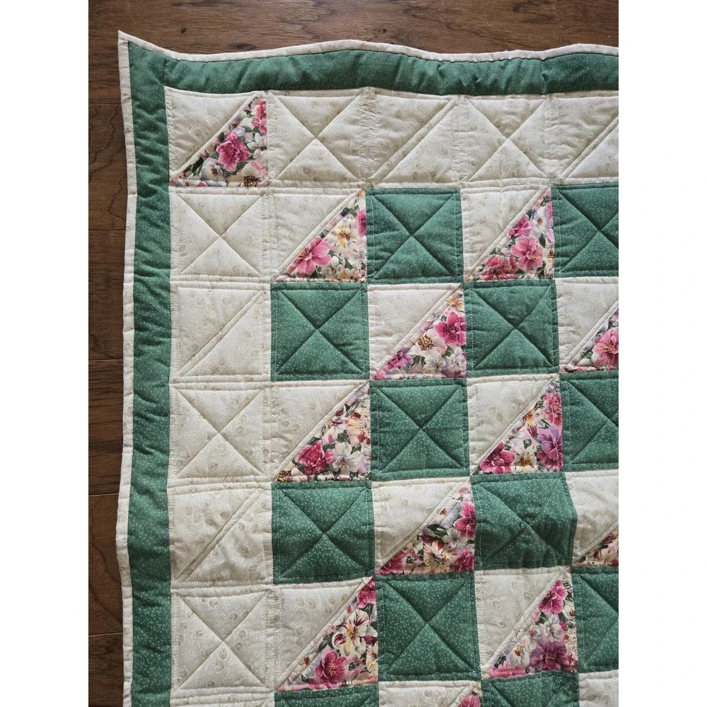 Mini Quilt Wall Hanging Baby Hand Made Stitched 38.5