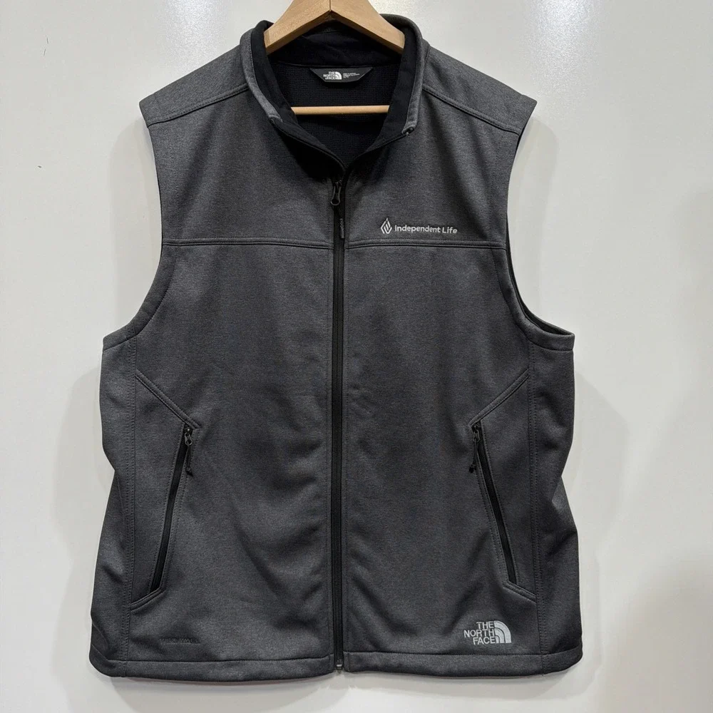 The North Face Men Gray Zip Up‎ Vest Sz XL Outdoor Logo Zipper Pockets Windwall