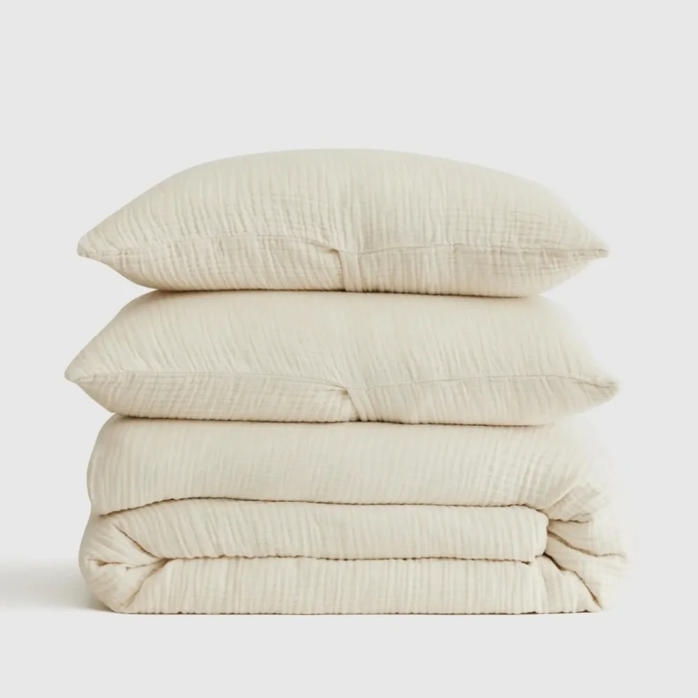 Quince Organic Cotton Airy Gauze Undyed Duvet Cover Set! King/ Cal King (756)