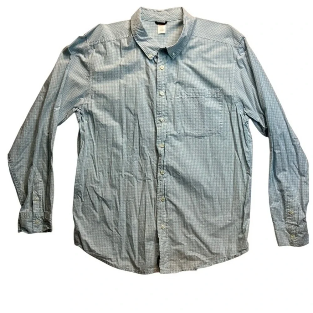 Gymboree Kids Boys Light Blue‎ Gingham Check Button Down Shirt XXL Long Sleeve