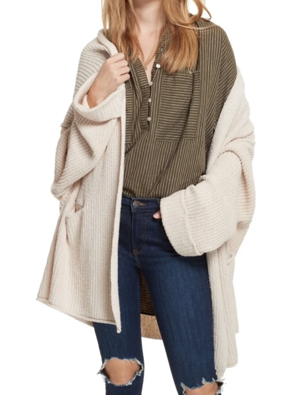 Free People Low Tide Cardigan Cream M/L