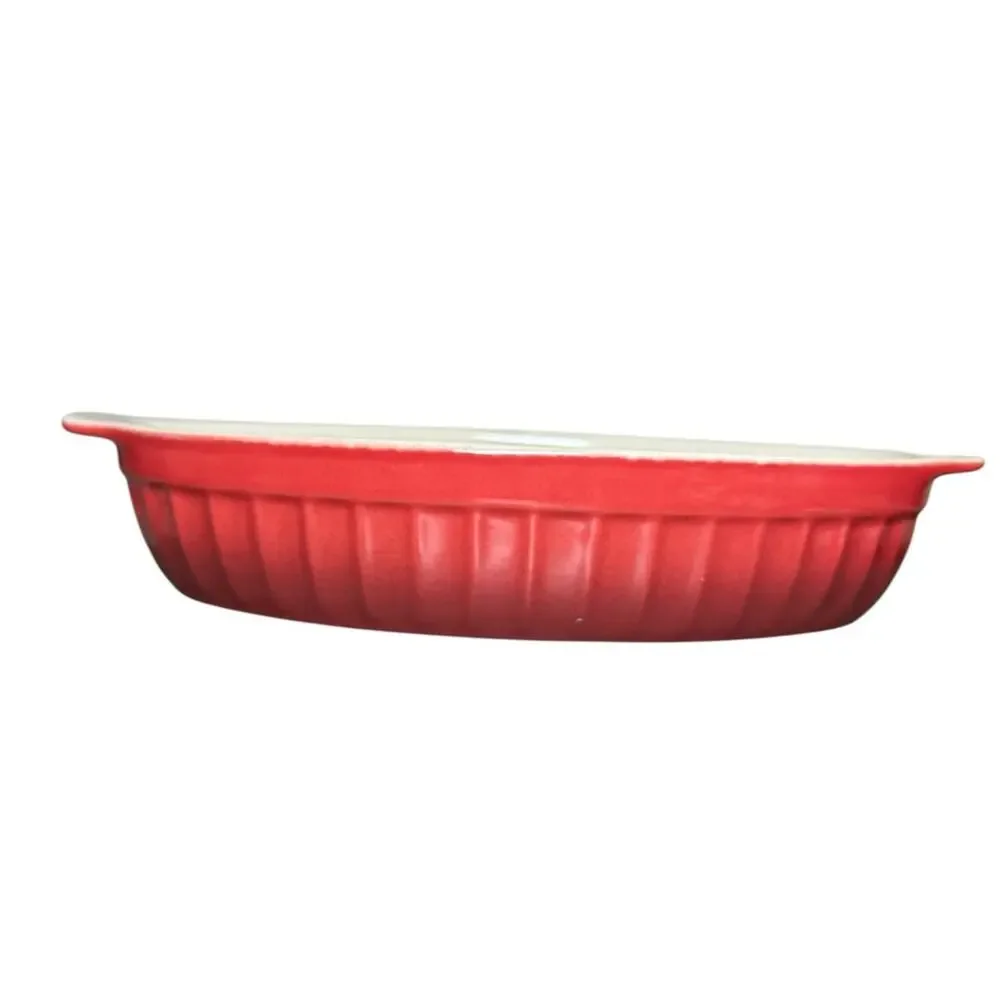 Cerutil Stoneware Gres Culinaire Casserole Dish Red Oval Baking Portugal 7x11.5