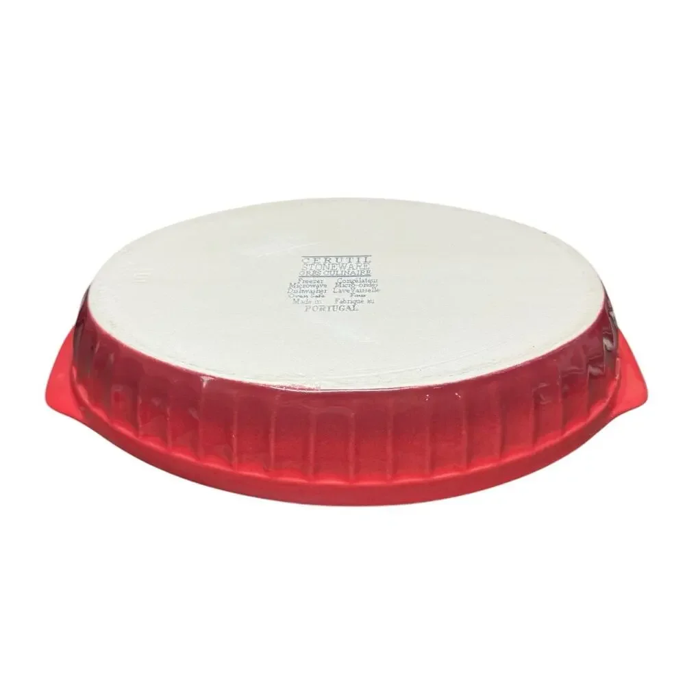 Cerutil Stoneware Gres Culinaire Casserole Dish Red Oval Baking Portugal 7x11.5