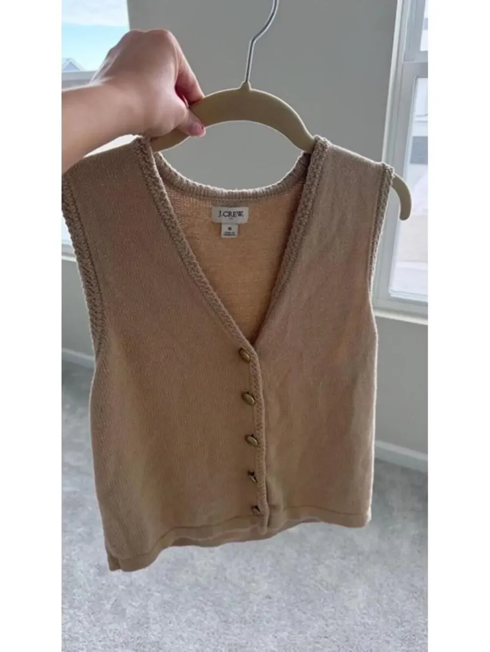 J. Crew Women's Beige V-Neck Sweater Vest
