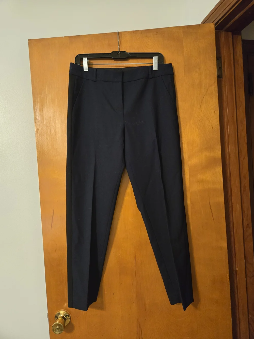Kate Spade Wool Blend Pleated Pants Navy Blue Black Tuxedo Stripe 8