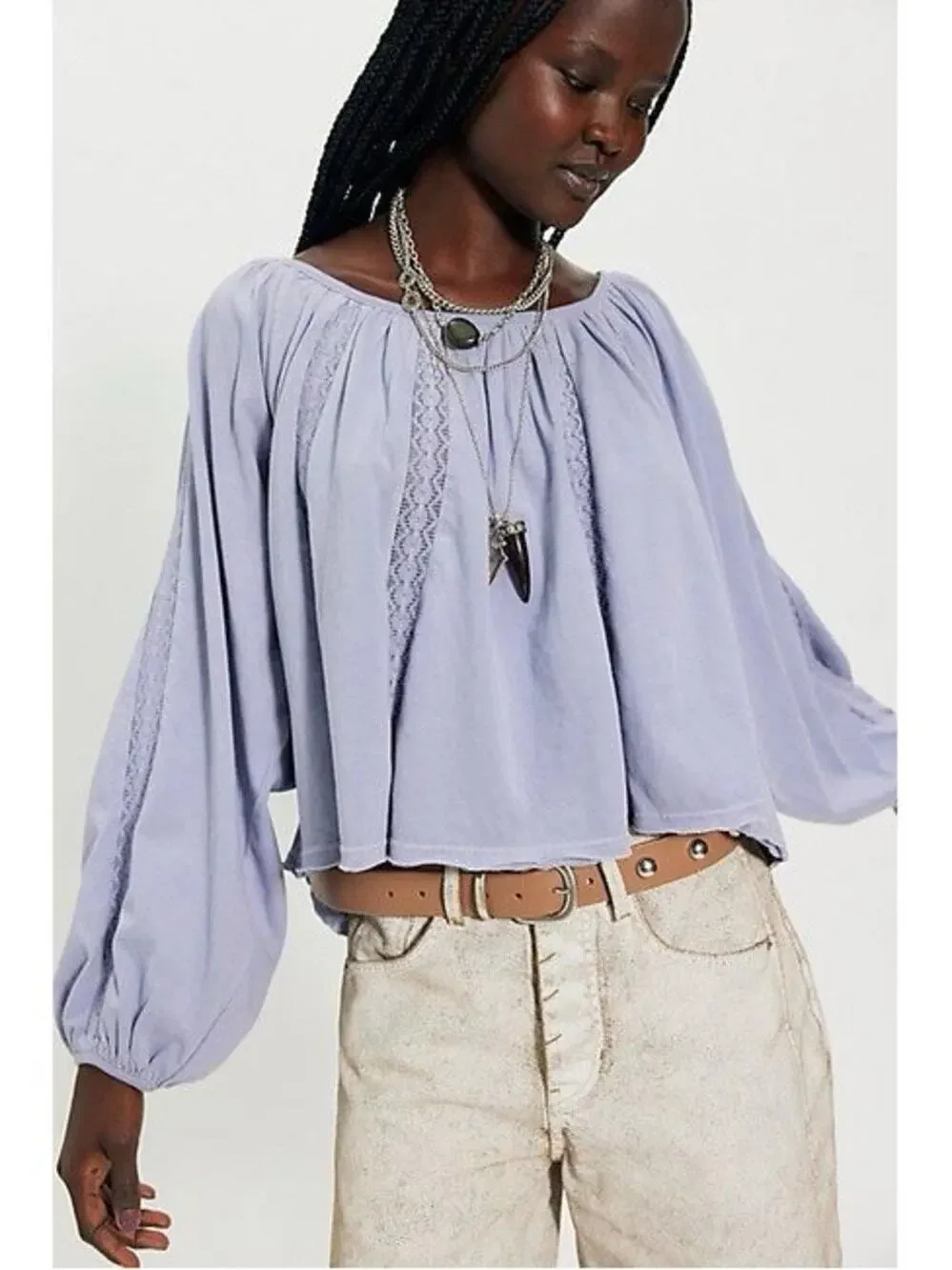 Free People Marla Long Balloon Sleeve Flowy Boho Size Medium Festival Relaxed