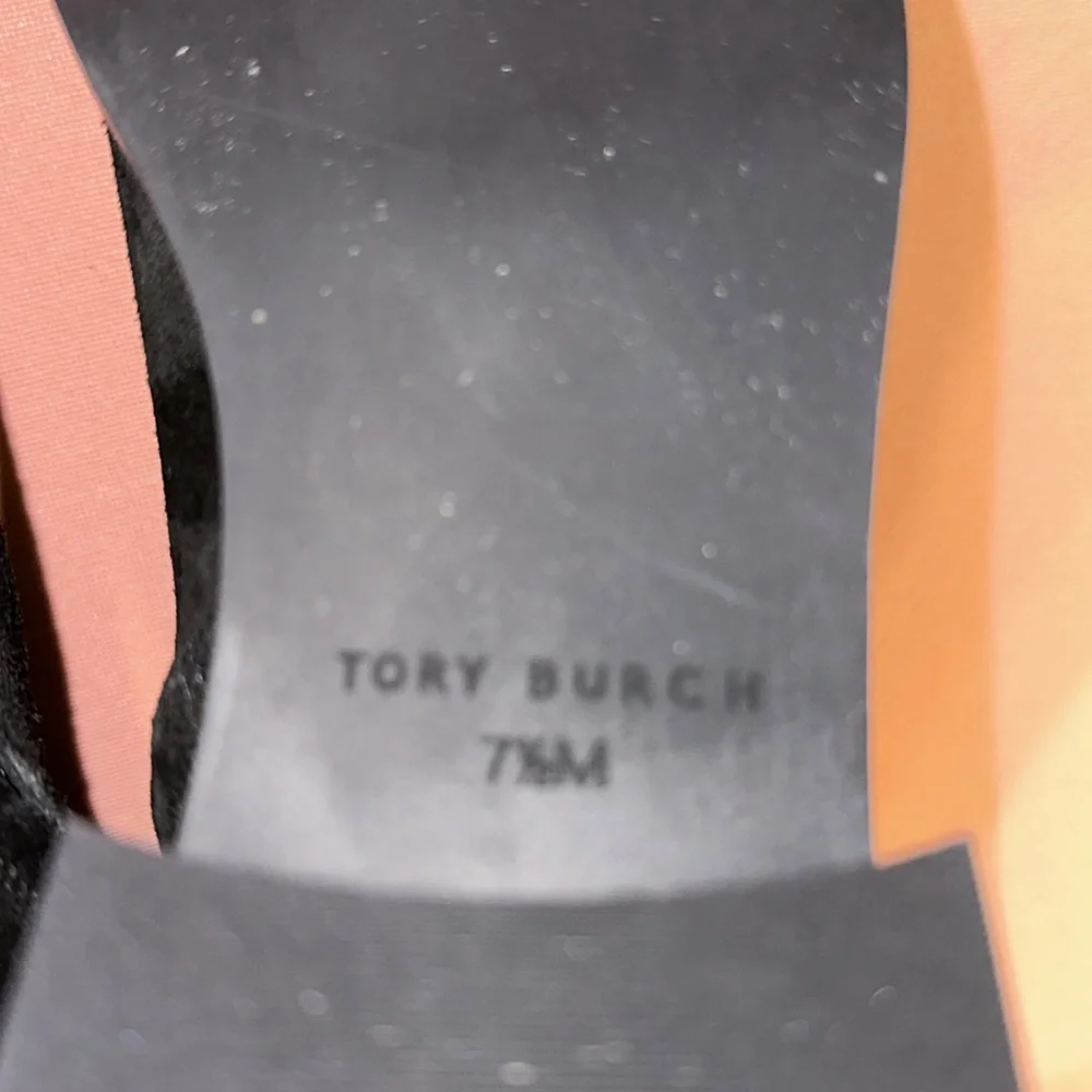 New Tory Burch Suede Boots. Glod Logo and Zipper. Black. Size 7.5.