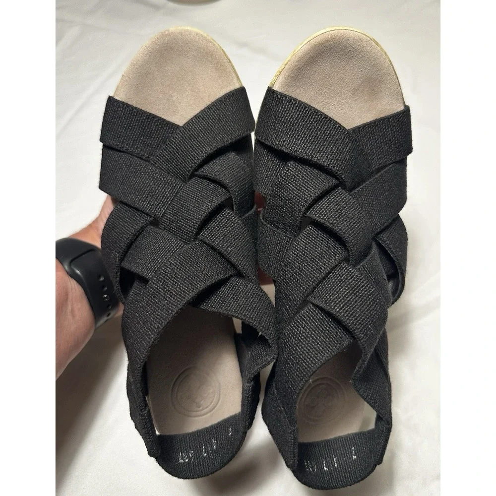 Charleston Shoes Company Ravanel Women's Wedge Sandal Espadrille, Size 7 Black