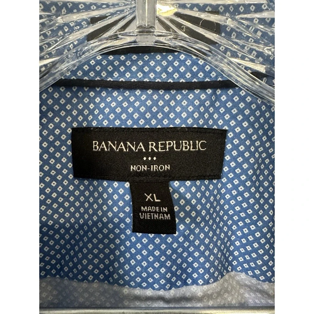 Banana Republic Men's XL Shirt Diamond Print Long Sleeve Button Up Non Iron Slim