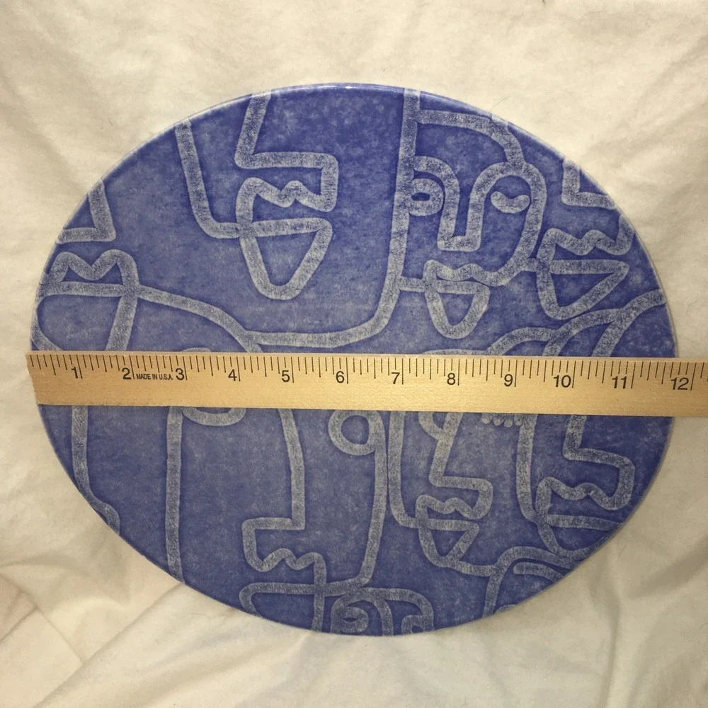 Viva by Vietri Moda Blue Faces Round‎ Platter 12