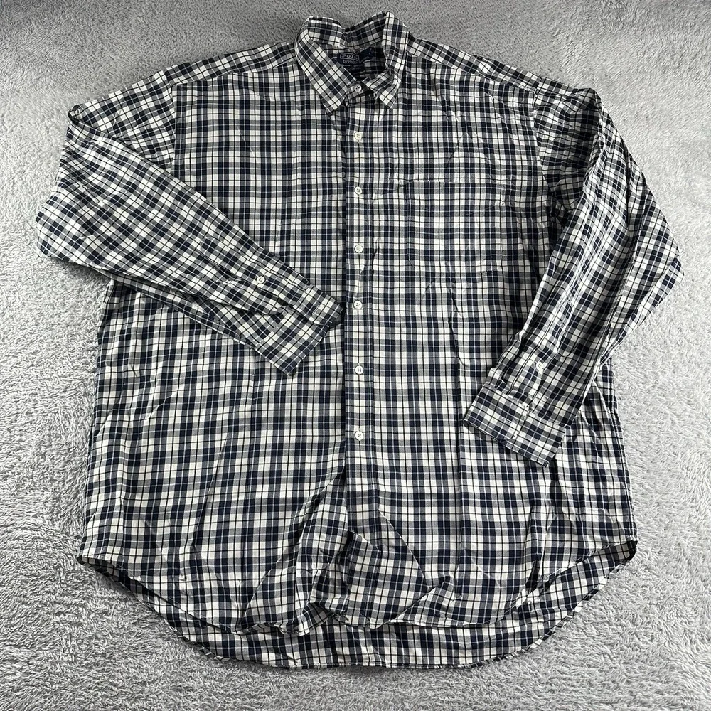 VINTAGE Polo Ralph Lauren Plaid Shirt Mens XL White Lowell Sport 100%‎ Cotton
