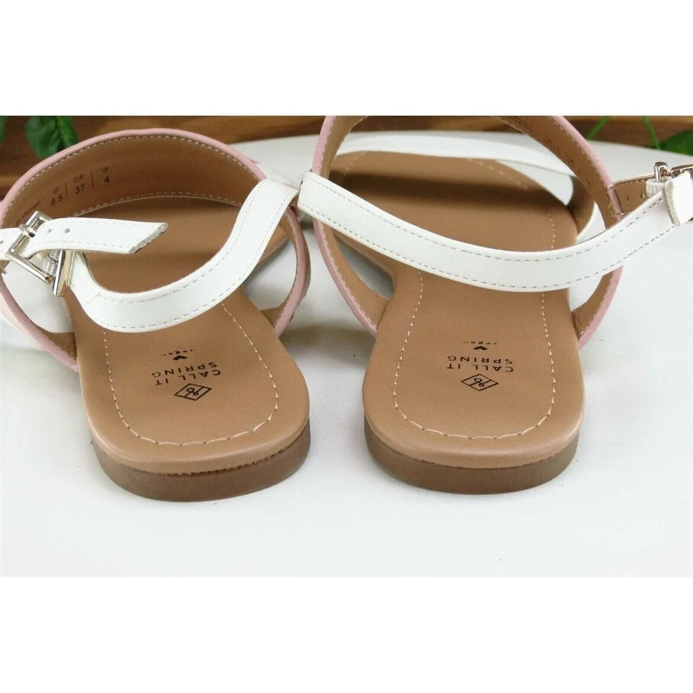 Call It Spring‎ Sz 6.5 M Pink Ankle Strap Synthetic Women Sandals