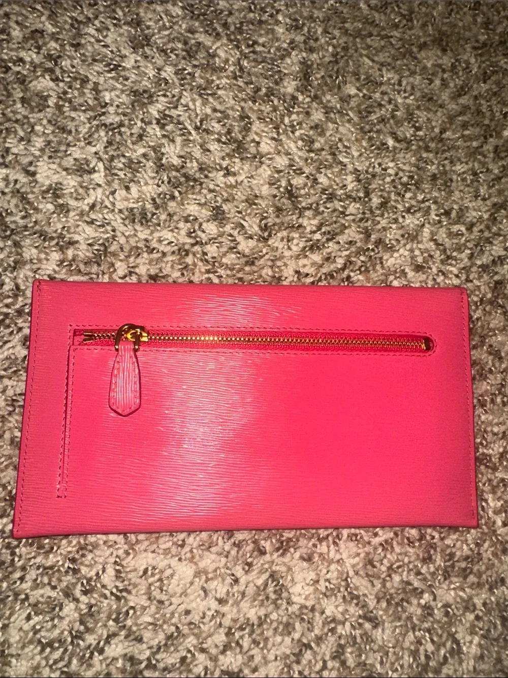 Prada Hot Pink Saffiano Envelope Wallet with Gold Logo