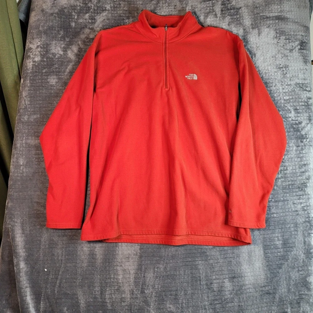 The North Face‎ Mens L Fleece Pullover Red Glacier TKA 100 1/4 Zip