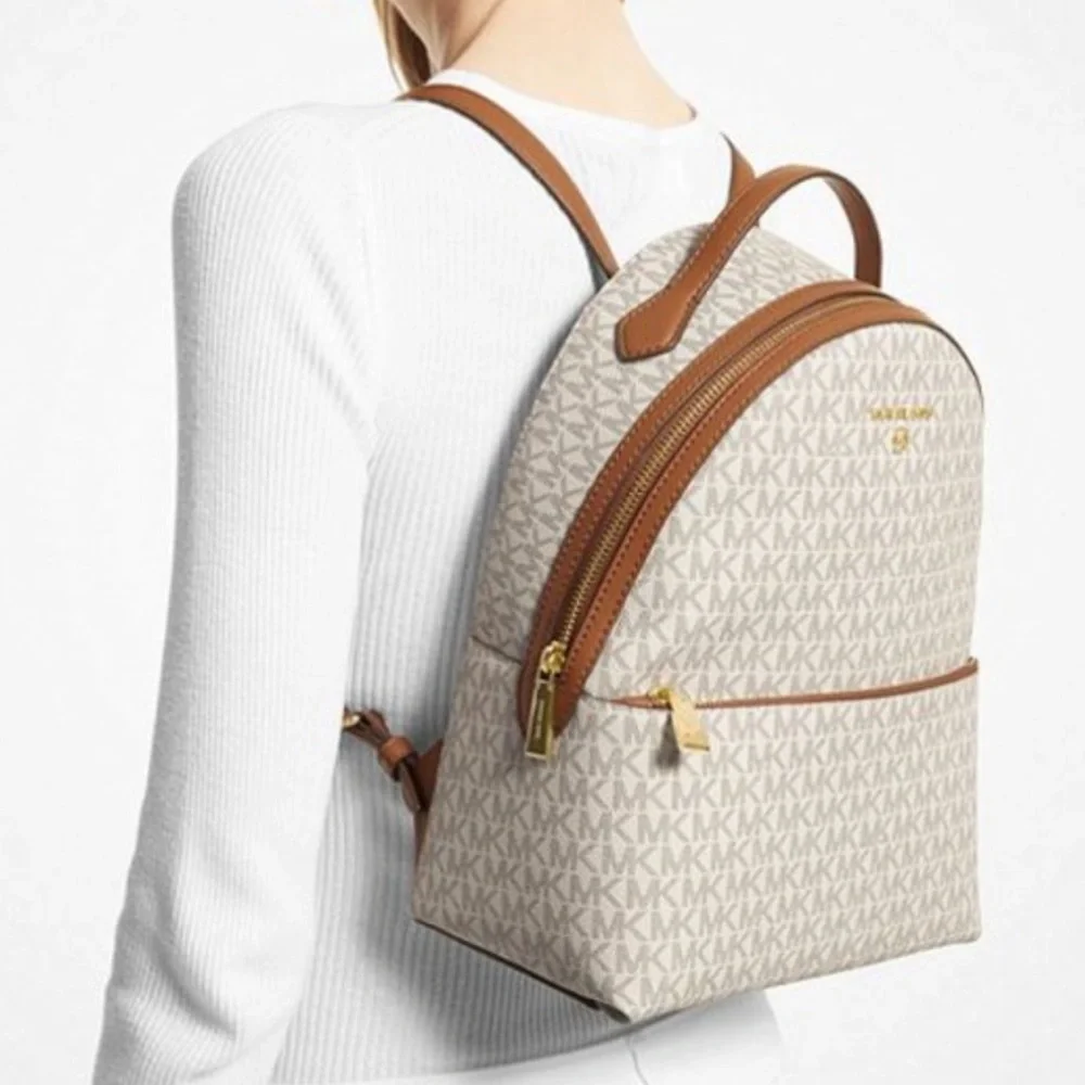 Michael Kors Womens Valerie Medium Logo Backpack 30F2G9VB2B-149 (Vanilla) NWT