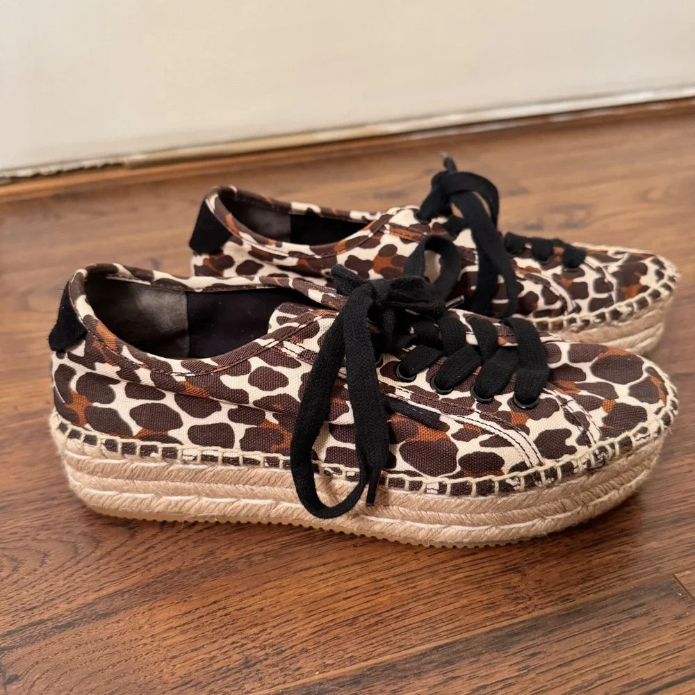 Authentic Tory Burch‎ Leopard Print Espadrille Sneakers Size 6.5 NWOB, NWOT
