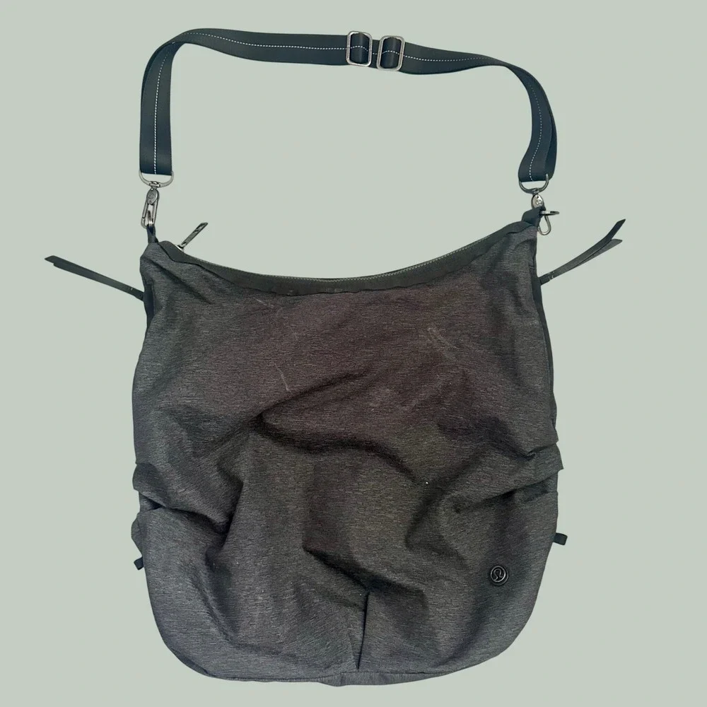 Lululemon Charcoal Grey Go Go Go Tote hobo Bag Adjustable Crossbody Gym Yoga O/S