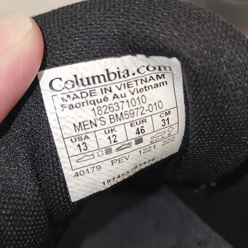 Columbia‎ SH/FT OutDry Low Mens Hiking Sneakers Black Grey BM5972-010 Size 13