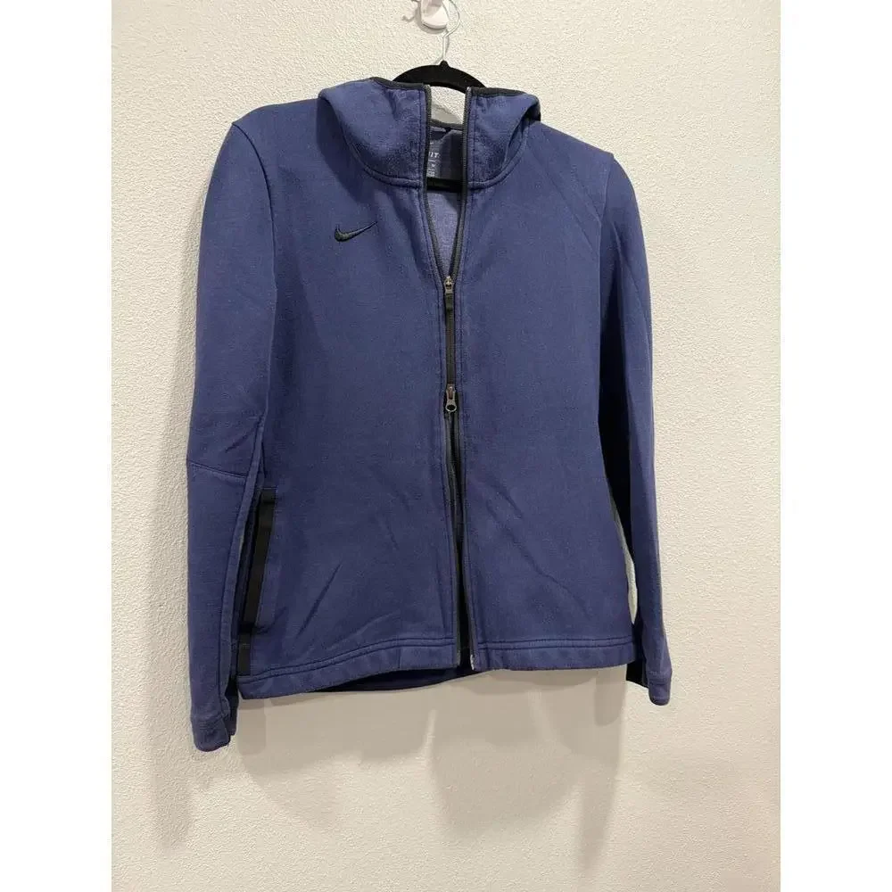 Nike Women's DriFit Full Zip Up Hoodie Sweater, Navy Blue, Small