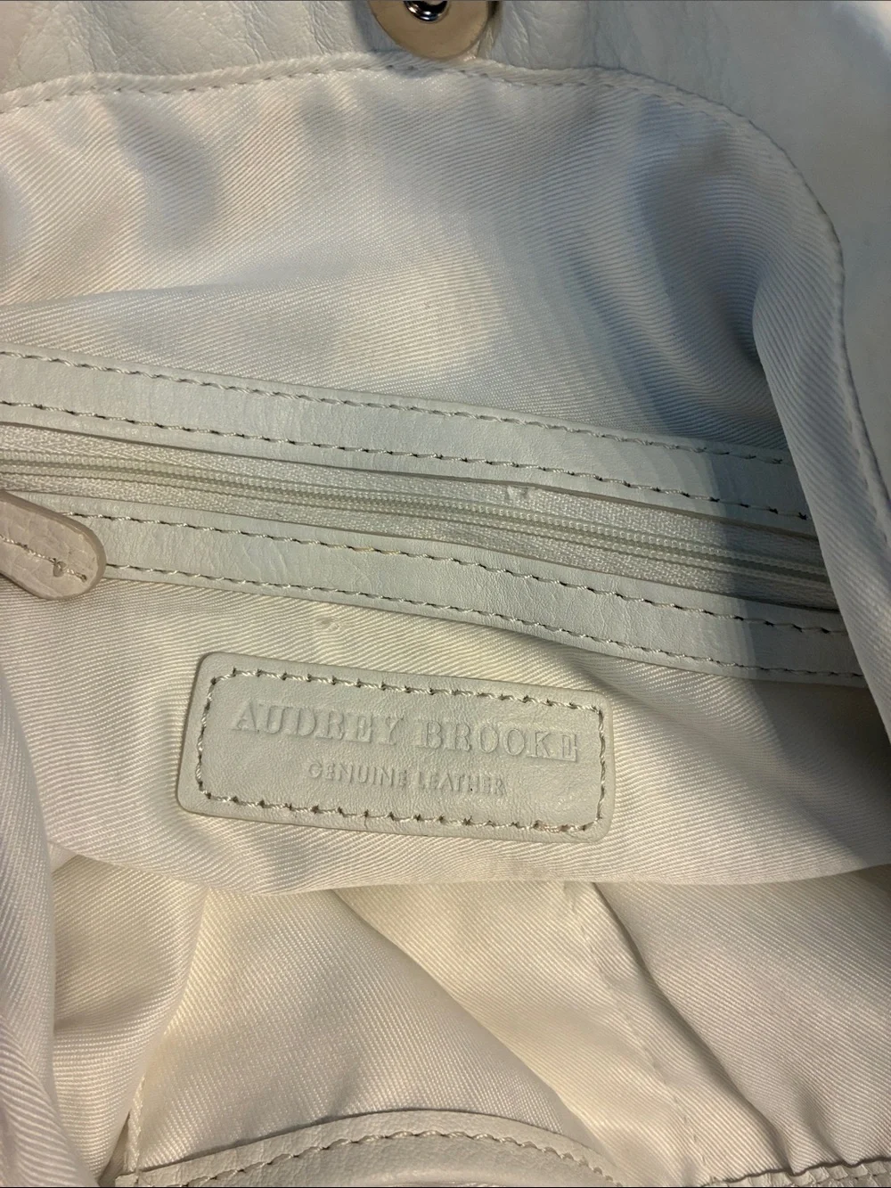 Audrey Brooke Two-Tone White and Black Leather Bag