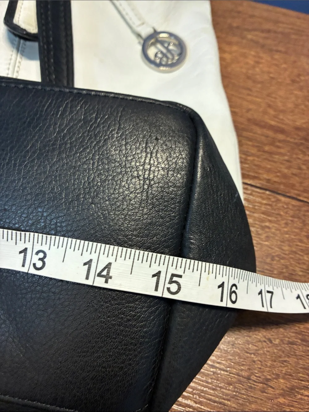 Audrey Brooke Two-Tone White and Black Leather Bag