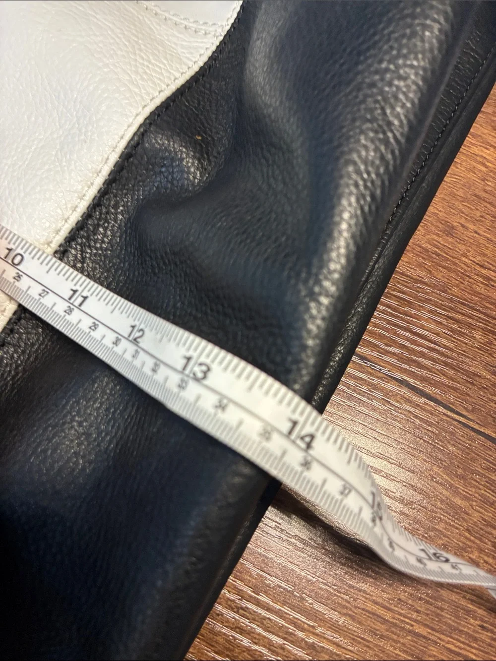 Audrey Brooke Two-Tone White and Black Leather Bag