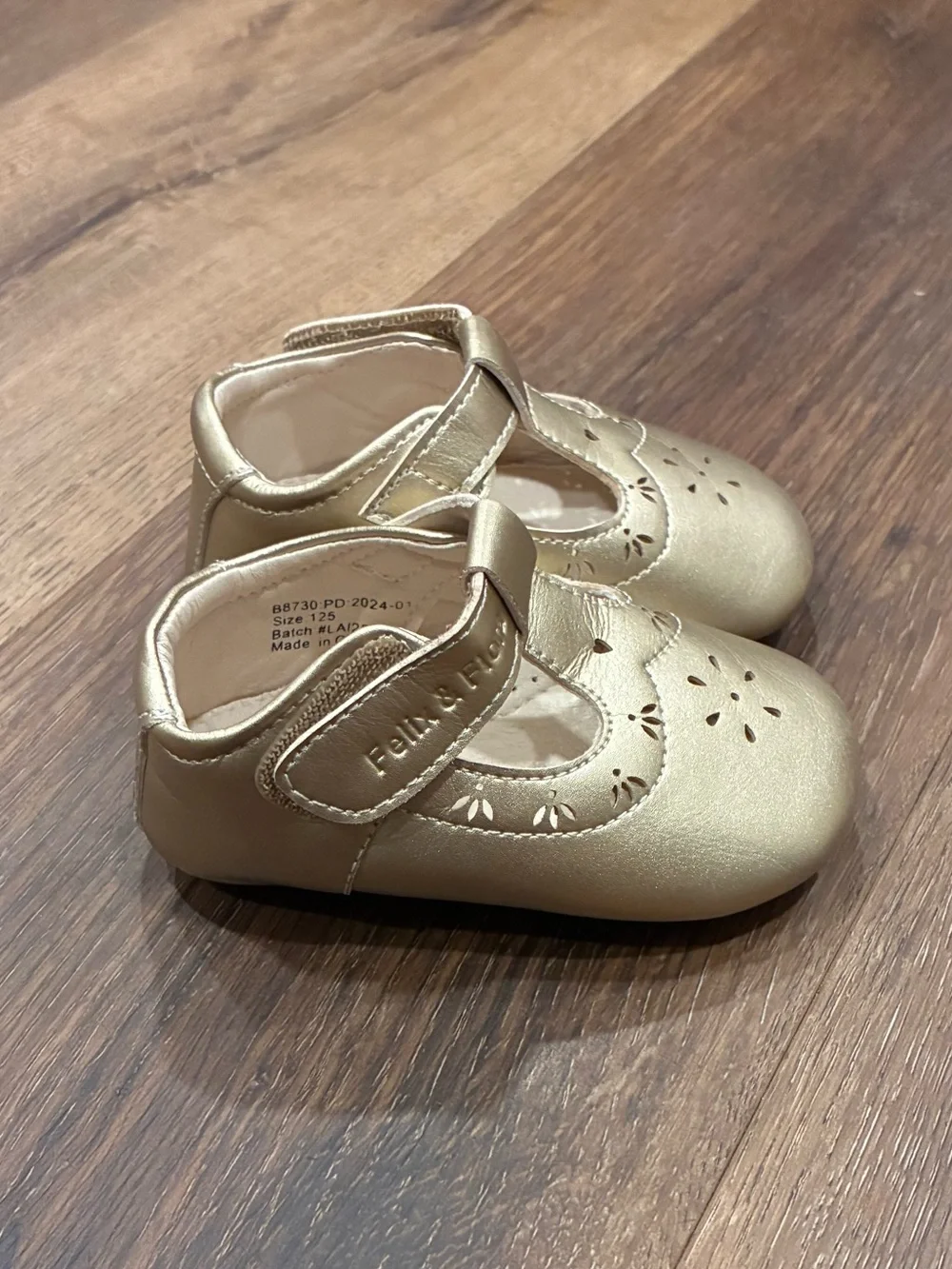 Felix & Flora Gold Mary Jane Shoes Dress Walker 4 Baby